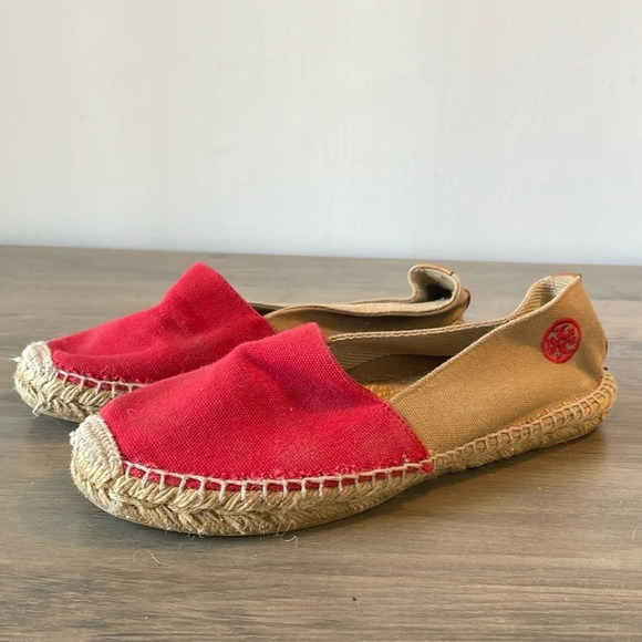 Tory Burch, women’s 7, tan and red summer espadrille flats, good condition - Picture 1 of 13